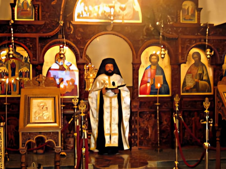 нощна служба водена от Епископ Висарион